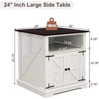 Table d'appoint de ferme 24" avec station de recharge, table d'appoint/de chevet en bois noir