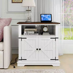 Table d'appoint de ferme 24" avec station de recharge, table d'appoint/de chevet en bois noir