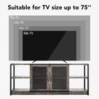 Meuble TV industriel de 160 cm avec 2 étagères ouvertes et 2 portes en maille, Console de centre de divertissement