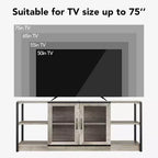 Meuble TV industriel de 160 cm avec 2 étagères ouvertes et 2 portes en maille, Console de centre de divertissement