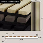 Panneaux Muraux Acoustiques 3D en Bois Cannelé, Lot de 2, 237,5 x 32 cm, Bois Massif Insonorisant