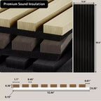 Panneaux Muraux Acoustiques 3D en Bois Cannelé, Lot de 2, 237,5 x 32 cm, Bois Massif Insonorisant