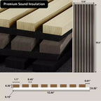 Panneaux Muraux Acoustiques 3D en Bois Cannelé, Lot de 2, 237,5 x 32 cm, Bois Massif Insonorisant