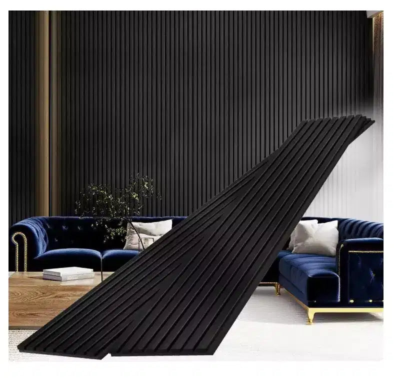 Dyonery Wood Slat Wall Panels, Wood Panels for Wall, 2 Pack 93.5 x 12.6 Soundproof Solid Wooden Wall Panels, 3D Acoustic Fluted Wood