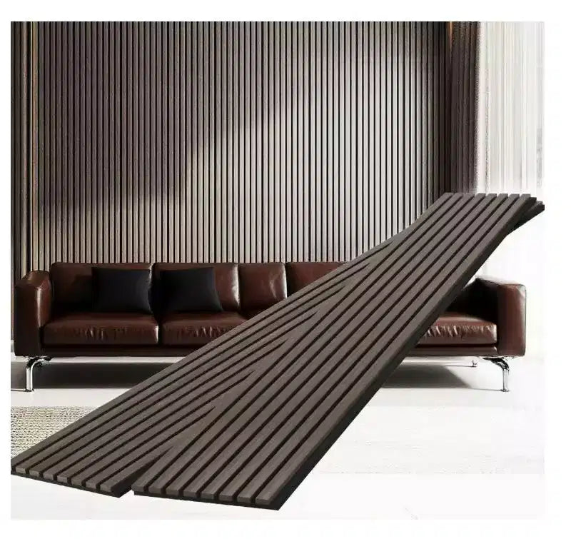 Panneaux Muraux Acoustiques 3D en Bois Cannelé, Lot de 2, 237,5 x 32 cm, Bois Massif Insonorisant