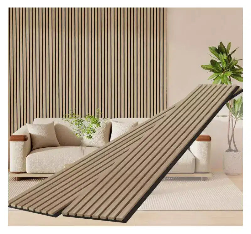 Panneaux Muraux Acoustiques 3D en Bois Cannelé, Lot de 2, 237,5 x 32 cm, Bois Massif Insonorisant