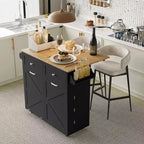 ELECWISH Kitchen Island with Drop Leaf - 2 Storage Drawers, Trash Cabinet, Spice Racks & Locking Wheels