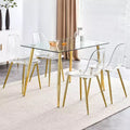 MAYEERTY Set of 4 Modern Transparent Armless Dining Chair Plastic Crystal Nordic with Golden Plated Leg