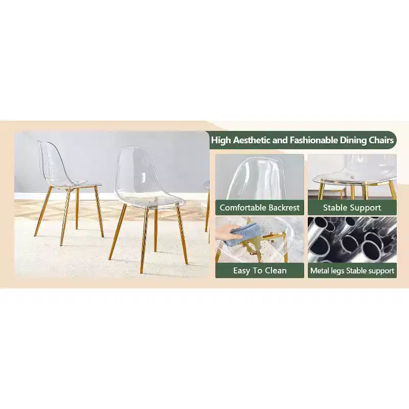 Chaises de salle à manger modernes à dossier haut avec pieds cabriolets, ensemble de 2