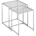 Studio 55D Rodney Modern Chrome Square Nesting Tables Set of 2 15 3/4 Wide Silver Clear Glass Tabletop for Living Room Bedroom