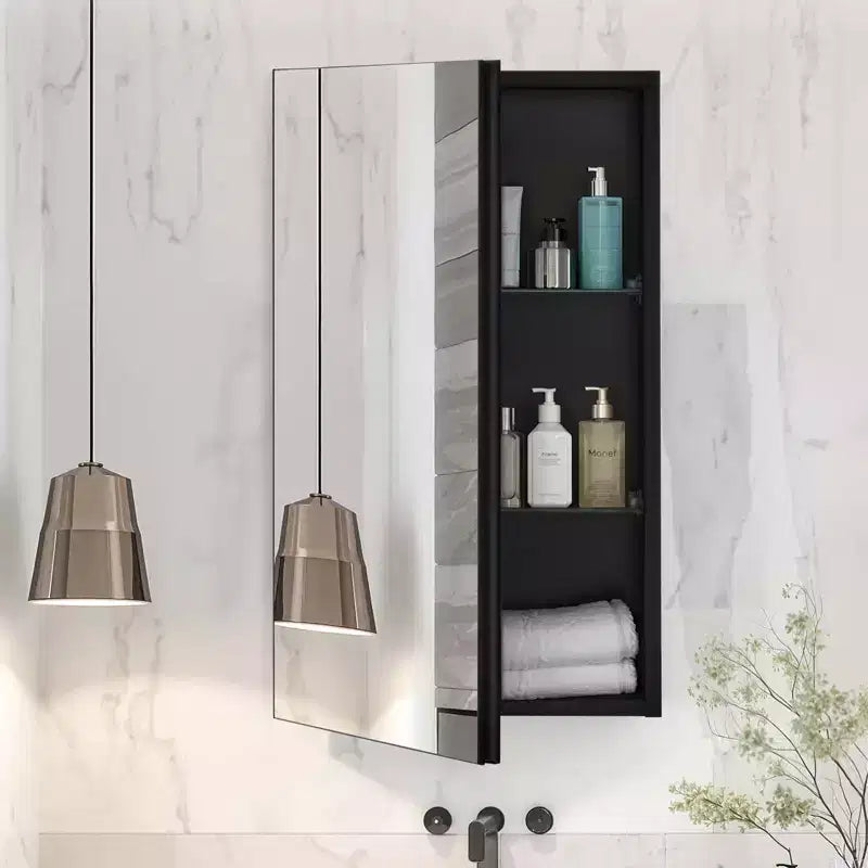 Armoire de toilette 14x24 pouces avec miroir, cadre en aluminium, noire