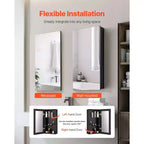 Armoire de toilette 14x24 pouces avec miroir, cadre en aluminium, noire