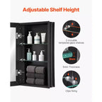Armoire de toilette 14x24 pouces avec miroir, cadre en aluminium, noire