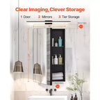 Armoire de toilette 14x24 pouces avec miroir, cadre en aluminium, noire