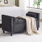 TUYOHW Storage Bench, Velvet Button Bedside Bench, Entryway Living Room with Armrests, Upholstered Bedroom Bench, Black