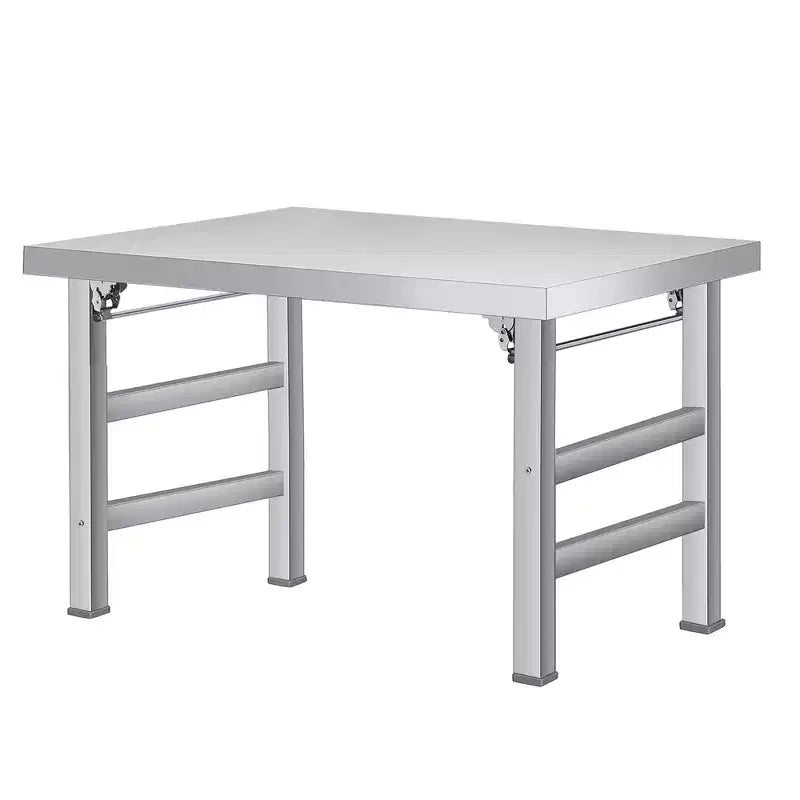 Stainless Steel Folding Table - 520 LBS Commercial Foldable Prep Table, Open Base Worktable with Adjustable Undershelf and Feet