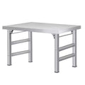 Stainless Steel Folding Table - 520 LBS Commercial Foldable Prep Table, Open Base Worktable with Adjustable Undershelf and Feet