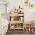 Étagère contemporaine à 3 tablettes, cadre en MDF sans vis, 80,5 cm H x 65,5 cm L