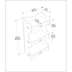 Étagère contemporaine à 3 tablettes, cadre en MDF sans vis, 80,5 cm H x 65,5 cm L