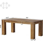 Table à manger rectangulaire de ferme de 160 cm pour 4 à 6 personnes, en bois massif, marron