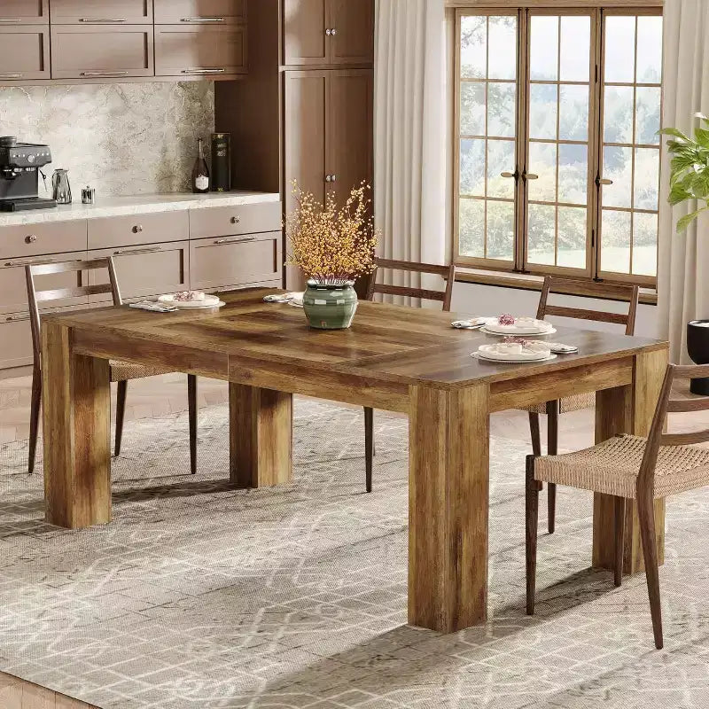 Table à manger rectangulaire de ferme de 160 cm pour 4 à 6 personnes, en bois massif, marron