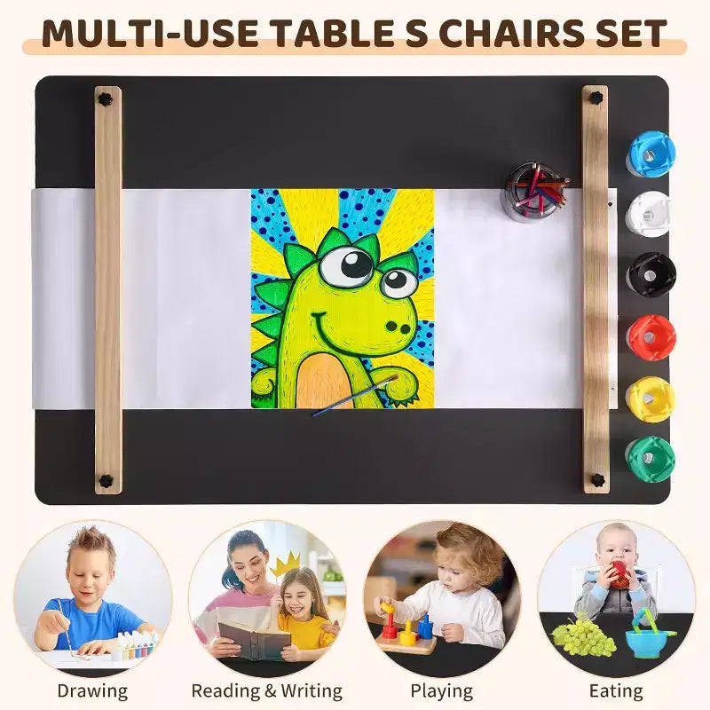 Table et chaise d'art 4 en 1 pour enfants avec organiseur de rangement pour tout-petits
