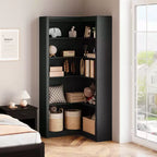 Garvee Corner Bookshelf 71.8'' Farmhouse Corner Bookcase, 5 Tier L-Shaped Tall Bookcase Corner Shelf Large Display Rack