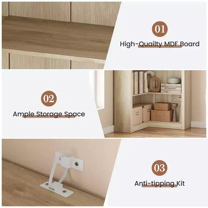 Étagère d'angle de style campagnard en L à 5 niveaux de 182,4 cm, grand rayonnage de présentation