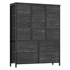 GustoWave 15 Drawers Dresser for Bedroom, Tall Dressers & Chests of Drawers, Storage Organizer Unit with Fabric, Sturdy Metal Frame, Wood Tabletop