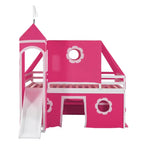 Lit mezzanine bas jumeau avec toboggan et escalier de rangement, lit mezzanine en bois avec tente et tour pour garçons et filles