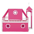 Lit mezzanine bas jumeau avec toboggan et escalier de rangement, lit mezzanine en bois avec tente et tour pour garçons et filles