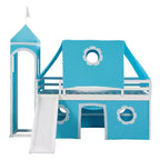 Lit mezzanine bas jumeau avec toboggan et escalier de rangement, lit mezzanine en bois avec tente et tour pour garçons et filles