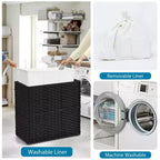 Panier à Linge 3 Sections de 125 L avec Roues, Couvercle et 2 Sacs de Doublure Amovibles