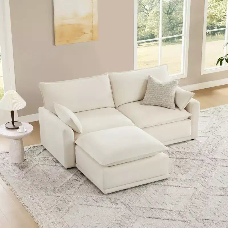 Spruce & Spring Cream 3-Piece Modular Couch Oversized Sectional Sofa for Living Room