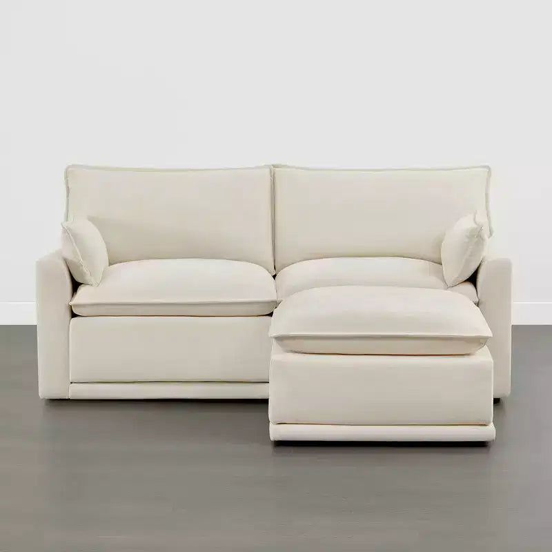 Canapé d'angle modulaire 3 pièces surdimensionné avec ottoman, crème, confort nuage