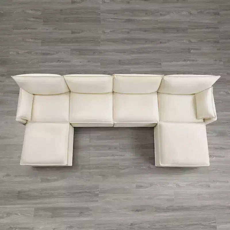 Canapé d'angle modulaire 3 pièces surdimensionné avec ottoman, crème, confort nuage