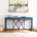 Luxystar 60'' Console Table with 4 Spacious Drawers, Open Bottom Storage for Living Room and Hallway, Navy Blue