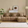 Karl Home |109 in.W Round Arm Boucle L-shaped American Tufed Sofa in Green with Ottoman