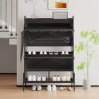 COZONY Shoe Cabinet with 2 Flip Drawers, Narrow Freestanding Shoe Rack Organizer with Metal Legs, Hidden Rack Cabinet for Entryway