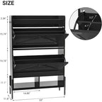 Meuble à chaussures avec 2 tiroirs basculants, étagère à chaussures étroite sur pied avec pieds en métal pour entrée