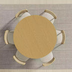 Table à manger ronde 52" en bois massif pour 4-6 personnes, base cylindrique, finition naturelle