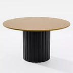 Table à manger ronde 52" en bois massif pour 4-6 personnes, base cylindrique, finition naturelle