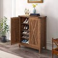 5 Tier Shelf Shoe Rack Storage Cabinet Wooden Standing Sneakers Organizer Doors
