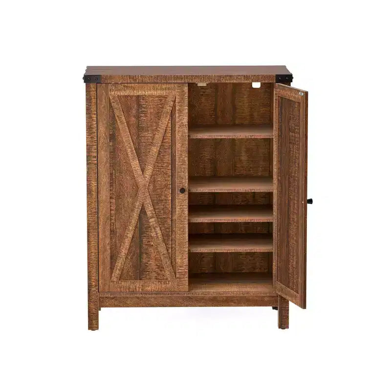Meuble de rangement pour chaussures en bois à 5 niveaux avec portes, organisateur de baskets autoportant