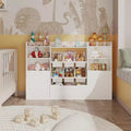 Toy Storage Organizer with 6 Toy Bins, 55.4 Wide Toddler Bookcase Storage Cabinet, Toy Organizers and Storage