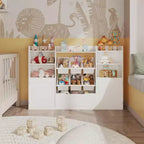 Toy Storage Organizer with 6 Toy Bins, 55.4 Wide Toddler Bookcase Storage Cabinet, Toy Organizers and Storage