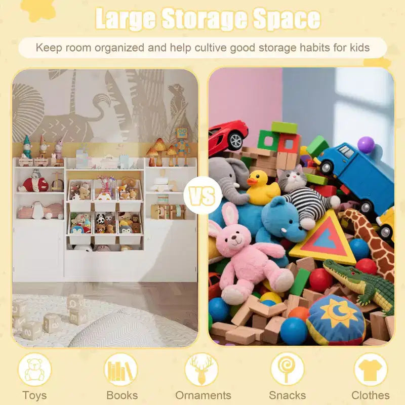 Meuble de Rangement pour Jouets avec 6 Bacs, Bibliothèque/Armoire de Rangement pour Enfants de 140,7 cm de Large