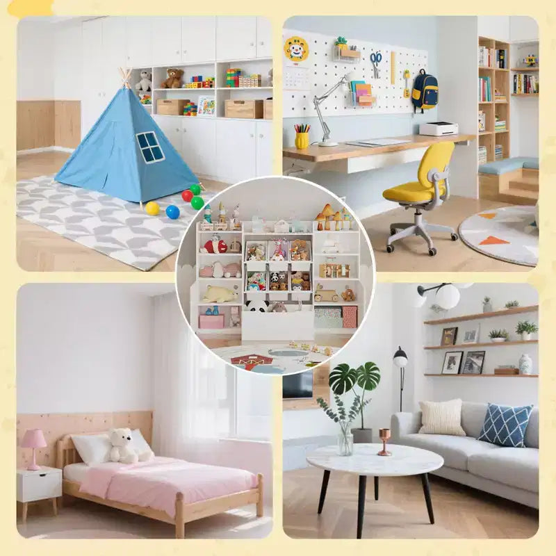 Meuble de Rangement pour Jouets avec 6 Bacs, Bibliothèque/Armoire de Rangement pour Enfants de 140,7 cm de Large