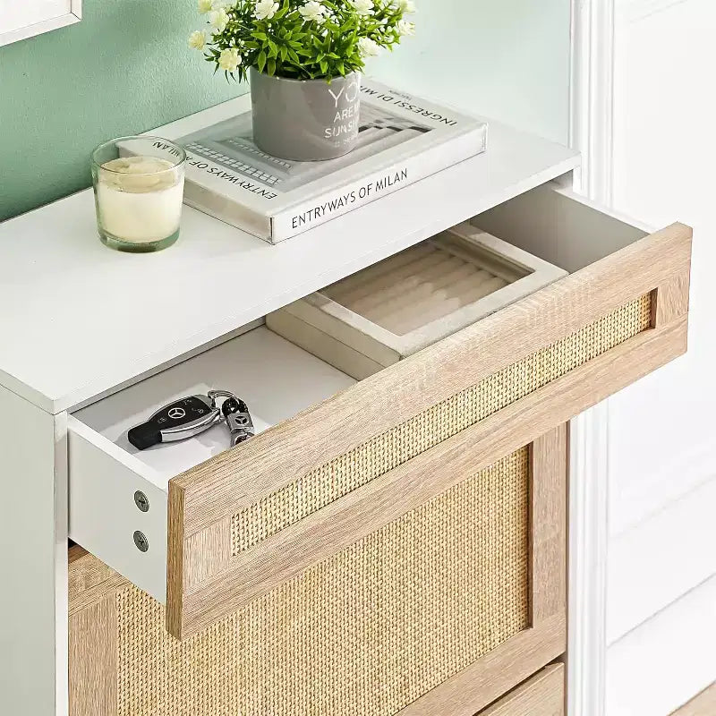 Table basse ronde en bois massif, design à lattes de style moderne du milieu du siècle pour salon