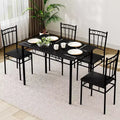 Dyonery 5-Piece Dining Table Set for 4, Kitchen Table and Chairs with Sturdy Metal Frame, Space-Saving Design, Modern Dining Room Furniture
